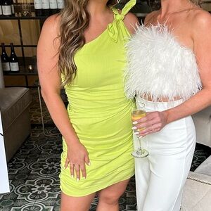 Zara Neon Green One-Shoulder Dress